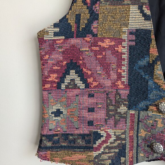 Deborah Murray Tapestry Abstract Southwestern Style Vest - Picture 5 of 6